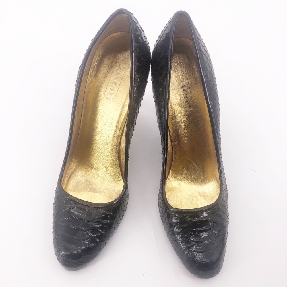 Vintage Coach Black Snakeskin Heels Made In Italy - Picture 6 of 8